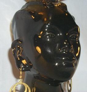Large Black Americana Porcelain Head Vase - Ethnographic