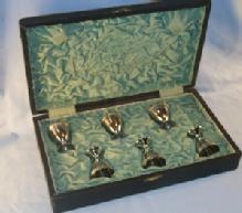 Set of Six Silver Plated Pedestal Communion Cups in Original Box - Metalware