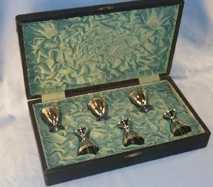 Set of Six Silver Plated Pedestal Communion Cups in Original Box - Metalware