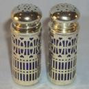 COBALT Glass Salt and Pepper Shakers in Chromed Metal Holders