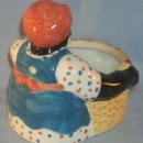 LADY WITH BASKET Porcelain Advertising Planter - Ethnographic