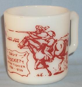 DAVY CROCKETT Milk Glass Mug