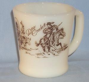 DAVY CROCKETT Milk Glass Coffee Mug