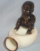 Occupied Japan BABY ON BEDPAN Porcelain Ashtray - Ethnographic