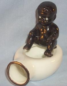 Occupied Japan BABY ON BEDPAN Porcelain Ashtray - Ethnographic