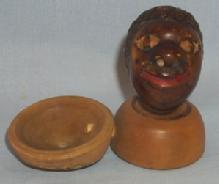 Black Americana Hand Carved Head Figure Salt Dip - Ethnographic
