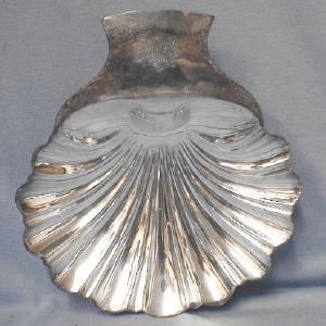 antique Vintage English Silver Bowl - Large Figural SHELL Shaped Dish