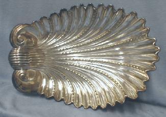 vintage English Silver SHELL Shaped Console Bowl - Antique metalware