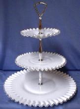 Fenton glass SILVER CREST 3-tier Tidbit Server Tray -