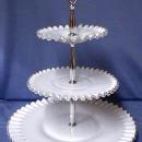 Fenton glass SILVER CREST 3-tier Tidbit Server Tray -