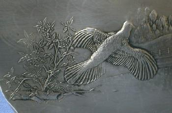 Wendell August PARTRIDGE Charger Plate - Stainless Clad Hammered Aluminum - metalware