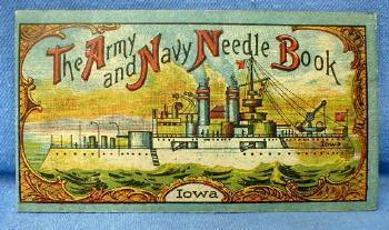 vintage Sewing Battleship IOWA Army Navy Needle Book - military textile advertising