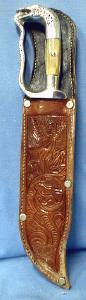 Knife with Sheath FANCY Engraved Blade