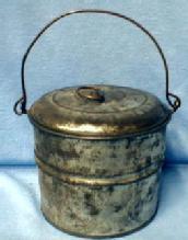 Kitchen Tin Berry Bucket - Vintage Covered Pail - metalware