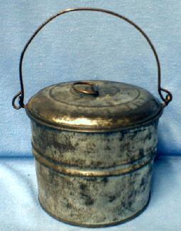 Kitchen Tin Berry Bucket - Vintage Covered Pail - metalware