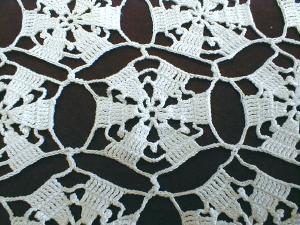 old Crochet Tablecloth - Vintage Large Tablecover - textile