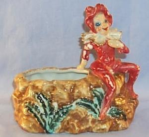 Occupied Japan Red Pixie Figurine Planter