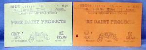old vintage 1933 Toll Bridge Ticket - Gandy Bridge Florida?? - Dairy Products Advertising - paper
