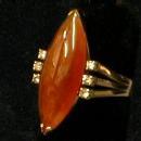 old Cornelian & Diamond Ring - Vintage 14KT Jewelry