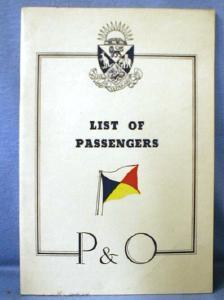 old vintage Steamship Passenger List - 1938 P&O ss STRATMORE for Australia - paper