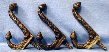 Acorn Leaf Hooks - Iron Hat or Coat Hook Group - Metalware
