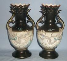 Two DRAGONWARE Latticed Porcelain Vases