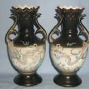 Two DRAGONWARE Latticed Porcelain Vases