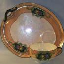 Exceptional NORITAKE 6 Place Setting Hand Painted Mother of Pearl Porcelain Refreshment Sets