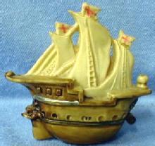 vintage Celluloid SHIP Tape Measure - Figural Sailing SHIP with Dolpin Head - Misc