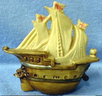 Celluloid SHIP Tape Measure - Figural Sailing SHIP with Dolpin Head - Misc