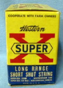 Western Super X 16ga Shotgun Shell Box with Paper Shells - Vintage Sporting Collectible