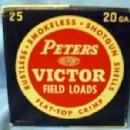 PETERS Victor 20 GA. Shotgun Shell Box with Paper Shells - Vintage Sporting Collectible