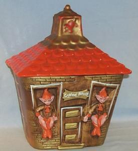 California Originals ELF SCHOOL HOUSE Pottery Cookie Jar