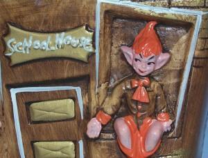 California Originals ELF SCHOOL HOUSE Pottery Cookie Jar