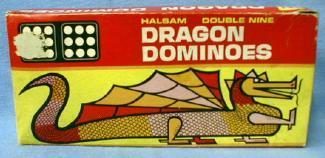 old vintage Dominoes 1940-50's DRAGON Halsam Double 9 with Original Box - Toys