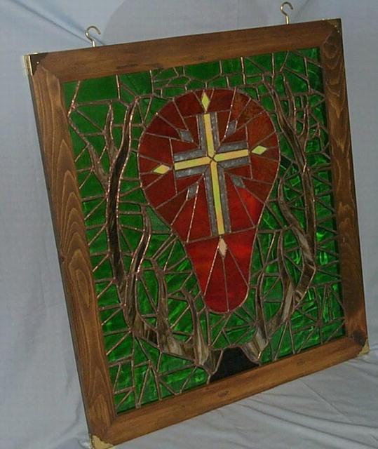 JAGERMEISTER Symbol Stained Glass in Wooden Frame - Misc.
