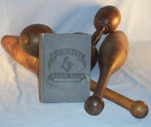 DUMB BELL and INDIAN CLUB Excercise Equipment with Instruction Book - Sporting