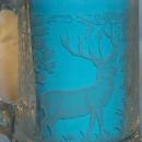 Pair of Etched Pheasant and Elk German Glass Drinking Mugs