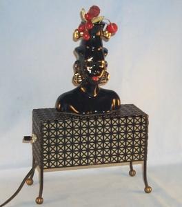Black Americana Woman Figurine Electric Television Lamp - Ethnographic