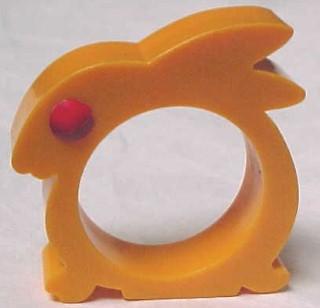 Yellow Rabbit Bakelite Napkin Ring - Collectibles