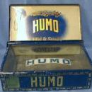 Tobacco HUMO Cigar Box with Glass Lid - Detroit Michigan Tin Cigar Display Box - Tobacciana