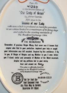The Bradford Exchange OUR LADY OF GRACE Limited Edition Porcelain Decorative Plate
