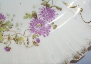 Two Handled Purple Flower Porcelain Serving Plate