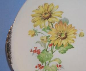 Two Handled Flower Design Pottery Serving Plate