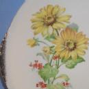 Two Handled Flower Design Pottery Serving Plate