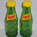 SQUIRT Advertising Green Glass Bottle Salt and Pepper Shakers