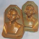 WOMAN Bust Bronze Finished Grey Metal Bookends - Metalware