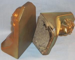 WOMAN Bust Bronze Finished Grey Metal Bookends - Metalware
