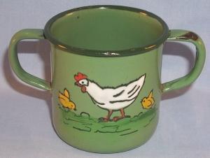 German 2 Handled Graniteware Child's Cup - Metalware