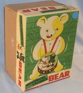 MECHANICAL DRUMMER BEAR Tin Wind Up Toy in Original Box